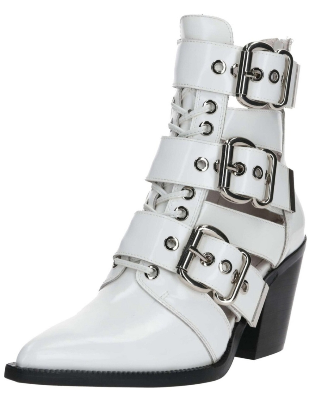 Jeffrey campbell- White Ankle Booties Buckle -Size 9 (Excellent Condition)